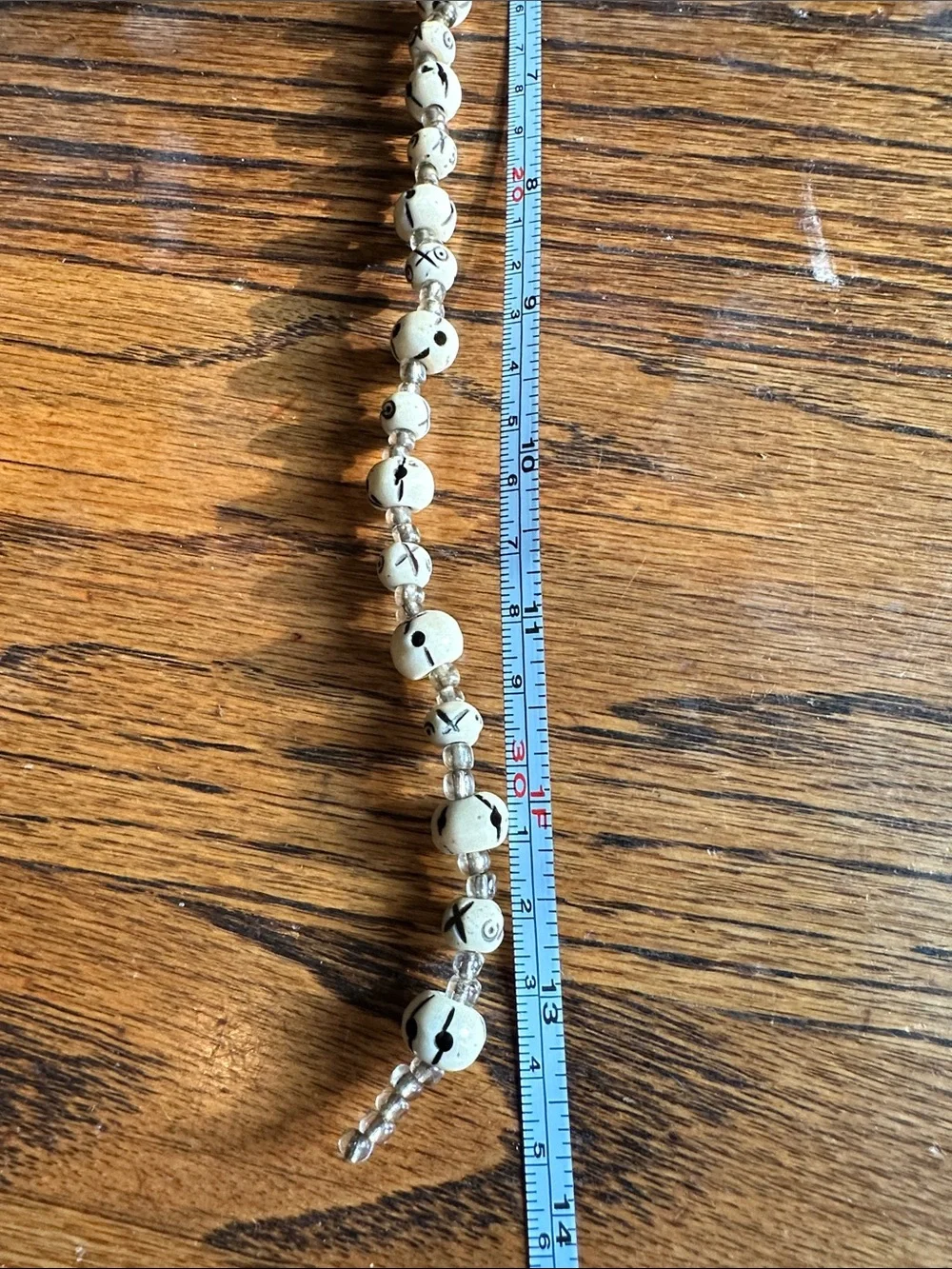 Trade Beads Kenyan carved cow or Water Buffalo bone and glass seed beads.Vintage